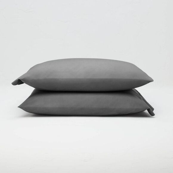 Casaluna -  Supima Cotton Percale 2PK Pillowcase Set  Gray - Picture 1 of 4
